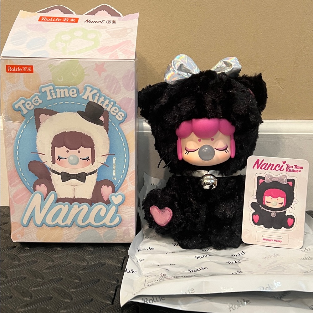 NEW Rolife Nanci Tea Time Kitties Plush Doll - Black & Pink